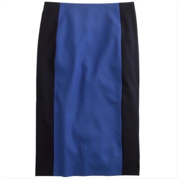 J. Crew blue vertical color block pencil skirt. Size: 6 - Picture 1 of 6